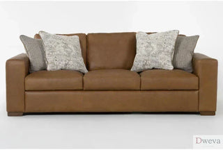 Living Spaces Big Sur Saddle Brown 99-Inch Sofa