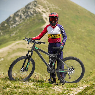 A2760 27.5 Inch Full Suspension Mountain Bike, Front and Rear Dual Shock Absorbers, Mechanical Disc Brakes, 21-Speed, Suitable for Men and Women, Ideal for Travel and Fitness Enthusiasts Dweva