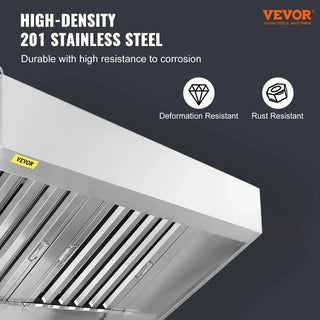 Commercial Exhaust Hood, 6FT Food Truck Hood Exhaust, 201 Stainless Steel Concession Trailer Hood with 3 Detachable U-shaped Grid Oil Filter Mesh, Rust Resistant Vent Hood for Kitchen Restaurant Dweva