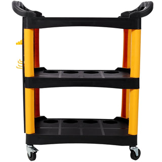 3 Tier Rolling Auto Detail Cart With Wheels,With Panel & Hook,for Detailers Garage, Workshop, Repair Shop, Storage Tool, Yellow&Black Dweva