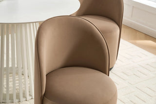 Set Of 1 Upholstered Kitchen & Dining Room Barrel Chair, Mid Century Modern Round Velvet Dining Chair, 360 Degree Swivel Comfy Armless Accent Makeup Vanity Side Chair for Bedroom Living Room Dweva