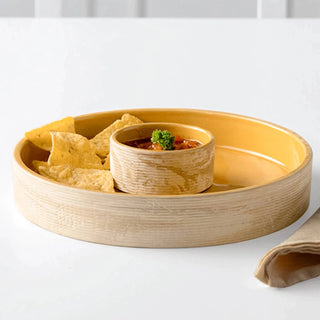 Handcrafted Sustainable Ceramic Chip-N-Dip Bowl- Amber Love Dweva