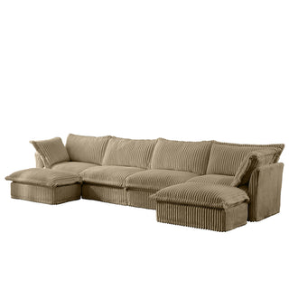 Slipcovered Fluffy Sofa - 4 Seat with 2 Ottoman Dweva