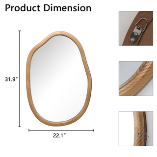 Irregular Wall Mirror Decorative, Asymmetrical Mirror for Wall Decor, Wavy Accent Mirrors for Living Room Bathroom Bedroom Entryway, Abstract Irregular Shape Curvy Mirror, 32"x22" Dweva