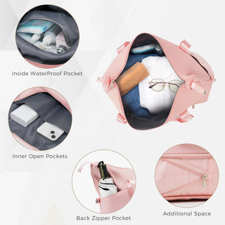 Luggage Sets 4 Piece, ABS Durable Suitcase with Travel Bag, Carry On Luggage Suitcase Set with 360° Spinner Wheels, pink Dweva