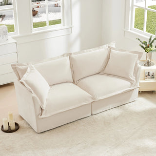 Slipcovered Fluffy Sofa - 2 Seat Dweva