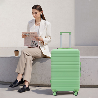 HIFINE TOURIST 20"/24"/28" 3 pcs/set in ABS Spinner Wheel Luggage, Carry on Suitcase, Matching Color, TSA Combination Lock (Green) Dweva