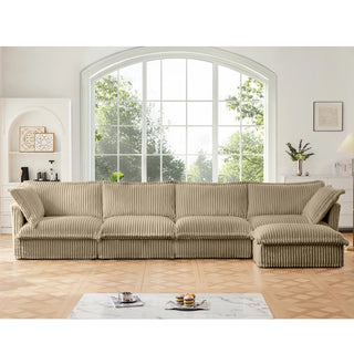 Slipcovered Fluffy Sofa - 4 Seat with Ottoman Dweva