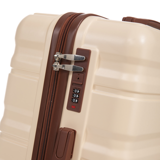 HIFINE TOURIST 20"/24"/28" 3 pcs/set in ABS Spinner Wheel Luggage, Carry on Suitcase, Matching Color, Combination Lock (Beige) Dweva