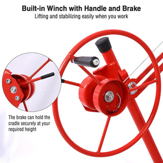 Drywall Lift 11FT, Drywall Lifter Panel Jack, 150LBS Heavy Duty Sheetrock Hoist with 360° Adjustable Telescopic Arm & Wheels (Red) Dweva