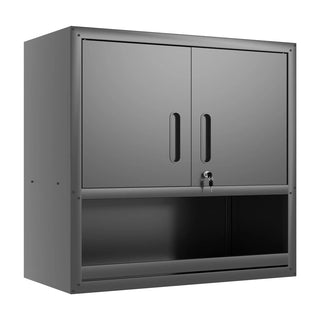 Metal Wall-Mounted Tool Storage Cabinet with Locking Door and 1 Shelf 1 Opened Drawer for Garage Warehouse,Office,Assembly Required Dweva