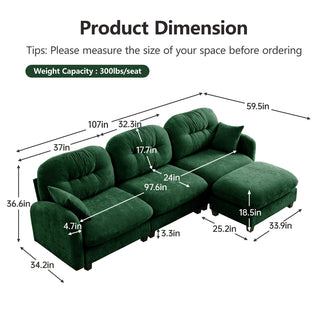 Mira Sofa With Ottoman Dweva