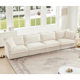 Slipcovered Fluffy Sofa - 4 Seat Dweva