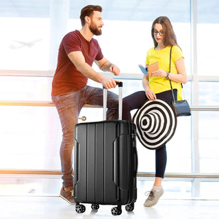 Luggage Sets 3 Piece, Expandable Hard shell ABS Suitcases with Double Spinner, Travel luggage Set with TSA Lock (20/24/28inch, Black) Dweva