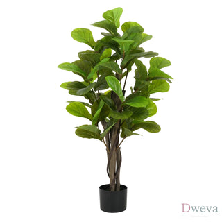 51" Artificial Fiddle Leaf Fig Tree with Black Plastic Pot Dweva