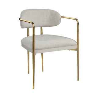 Zayn Beige Chenille & Gold Arm Chair (Set of 2) Dweva