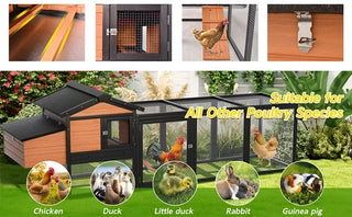 Wooden Chicken Coop, Large Outdoor Hen House with Nesting Box Poultry Cage, Rabbit Hutch Bunny Cage , Waterproof for Outdoor Backyard Dweva