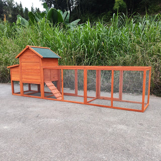 122＂Large Wooden Chicken Coop,Outdoor Hen House with Nesting Box ,Wire Fence Poultry Cage Dweva