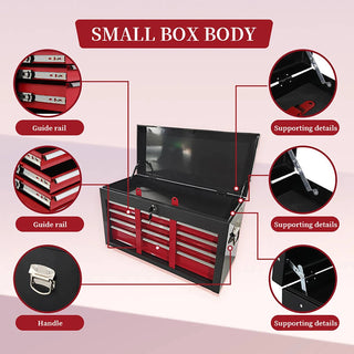 eight-drawer large capacity rolling toolbox, detachable cabinet storage toolbox with wheels and drawers, detachable toolbox with lock for workshop mechanical garage BLACK+RED Dweva