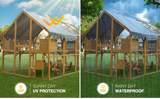 Outdoor Yellow Chicken Coop Enclosures 110" Large Kitten Playpen,Upgrade Waterproof Cover Dweva