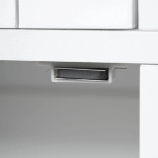 K&K 54.9" Kitchen Island with Drop Leaf, Power Outlet, Kitchen Storage Cart with 4 Door Shelves, Cross Barn Doors & Visual Glass Door, Rolling Kitchen Island on 4 Wheels for Kitchen, Dining Room,White Dweva