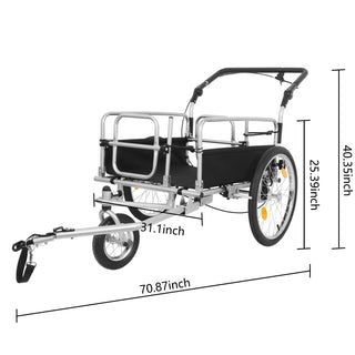 3-in-1 Heavy-Duty Bike Cargo Trailer – E-Bike Compatible Steel Frame, 110lb Capacity, Convertible Stroller & Pull Cart w/Suspension, 20" Wheels & Accessories Dweva