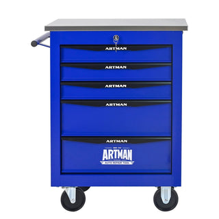 5 Drawers Multifunctional Tool Cart with Wheels,Metal Rolling Tool Cart Storage for Garage Workshop Warehouse Repair Shop--With Stainless Steel Roof- BLACK&BLUE Dweva
