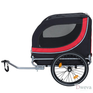 Large Folding Bike Trailer for Dogs – 66LB Capacity All-Terrain Pet Carrier, Durable Steel Frame for Cycling, Jogging, Camping & Outdoor Adventures, Black- Red Dweva
