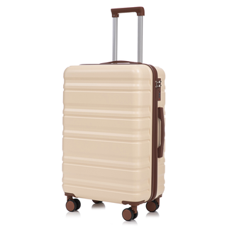 HIFINE TOURIST 20"/24"/28" 3 pcs/set in ABS Spinner Wheel Luggage, Carry on Suitcase, Matching Color, Combination Lock (Beige) Dweva