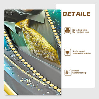 Executive Blue Buffalo Canvas Wall Art - Dapper Animal Portrait in Tailored Suit Modern British Humour Home Decor Premium Gallery Wrapped Artwork for Office Lounge Study Room decorative picture Dweva