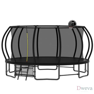 16FT Outdoor Trampoline for Kids and Adults, Pumpkin Trampolines with Curved Poles Heavy Duty Trampoline Anti-Rust Coating ASTM Approval Dweva