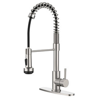 Kitchen Faucet with Pull Down Sprayer and 4 Spraying Modes Single Handle Commercial Spring Kitchen Sink Faucet Brushed Nickel 1 or 3 Hole Dweva