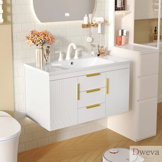 36'' Wall Mounted Bathroom Vanity, Floating Bathroom Storage Cabinet with 2 Drawers, Solid Wood Bathroom Cabinet (Same as N710S236003K) Dweva