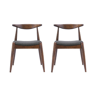 Set of 2 Rubberwood Dining Chairs with Ergonomic Backrest & Comfort Cushions, Walnut+Charcoal (same sku: 59296.00F) Dweva