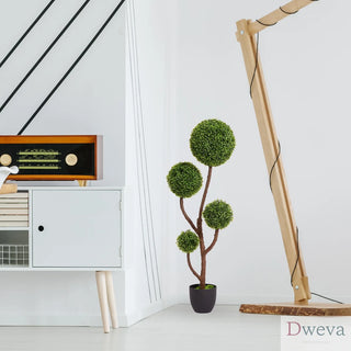 4FT Tall Artificial Boxwood Topiary Tree Large Faux Green Plant in Pot for Indoor Outdoor Home Office Porch Decor, 1pc/set Dweva