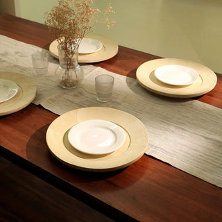 Handcrafted 13" Wood Charger Plate Wooden Dinning Placemat Artisan Wood Tableware Dweva