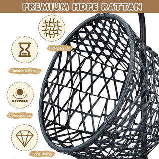 Cat Swing Bed with Stand & Cushion, Cat Egg Chair with Rattan Wicker Appearance, Indoor Hanging Swinging Cat Bed for Cats, Small Dogs, and Small Animals,Brown Dweva