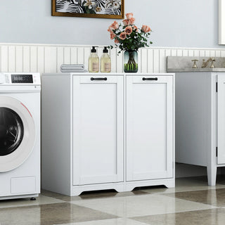 Laundry Cabinet with Doors and shelf, Tilt-Out Laundry Hamper, Freestanding Style, Adjustable Shelf, White Dweva