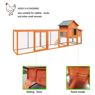 122＂Large Wooden Chicken Coop,Outdoor Hen House with Nesting Box ,Wire Fence Poultry Cage Dweva