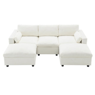 86.5'' U-Shaped Sofa with Storage Pockets Dweva