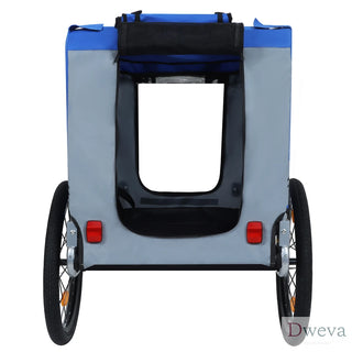 Large Folding Bike Trailer for Dogs – 66LB Capacity All-Terrain Pet Carrier, Durable Steel Frame for Cycling, Jogging, Camping & Outdoor Adventures, Blue-Gray Dweva