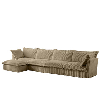 Slipcovered Fluffy Sofa - 4 Seat with Ottoman Dweva