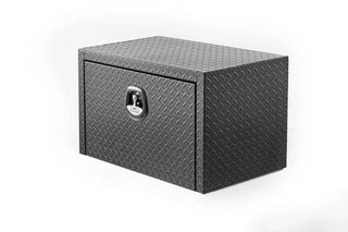 30 inch aluminum underbody truck tool box heavy duty underbed toolbox tool storage organizer chest with lock and keys, waterproof trailer box, extra thick diamond thread plate matte black finish Dweva