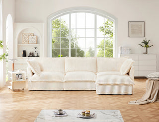 Slipcovered Fluffy Sofa - 3 Seat with Ottoman Dweva