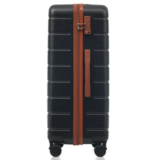 Premium ABS Travel Luggage Set , 3-Piece TSA Lock Suitcase Ensemble with 20, 24, and 28 Inch Sizes with 360° Spinner Wheels, black and brown Dweva