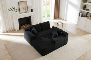 L-Shaped Cloud Sectional Sofa with Deep Seat,No Assembly Required,Modular Couches Sleeper for Living Room,Bedroom,Apartment,Black Dweva