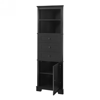 Black Triangle Tall Cabinet with 3 Drawers and Adjustable Shelves for Bathroom, Kitchen or Living Room, MDF Board with Painted Finish (WF306469AAG New Color) Dweva