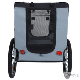Large Folding Bike Trailer for Dogs – 66LB Capacity All-Terrain Pet Carrier, Durable Steel Frame for Cycling, Jogging, Camping & Outdoor Adventures, Black- Gray Dweva