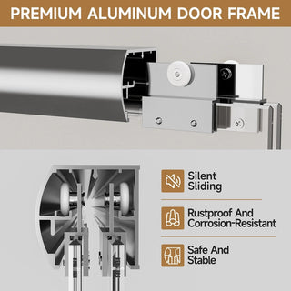 60" W x 72" H Chrome Aluminum Frame Double Sliding Shower Door with 1/4" (6mm) Nano-Coated Clear Tempered Glass and Dual Stainless Steel Handles Dweva