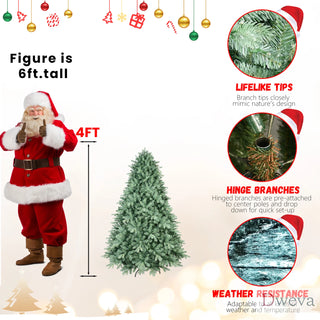 7.5FT Blue-Green Tint Christmas Tree with 2908 PE+PVC Tips – Unique Full-Bodied Tree with Hinged Branches, Easy Assembly, Stable Metal Stand, Eye-Catching Holiday Decor Dweva